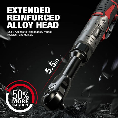 Cordless Three Eighths Inch Ratchet Wrench Set With Extended Head For Tight Spots with 5.5 inch reinforced alloy head