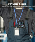 Person holding 3 In 1 Handheld Oscilloscope With 40 MHz 2 Channel Automatic Digital Oscilloscope in pocket, portable and rugged.