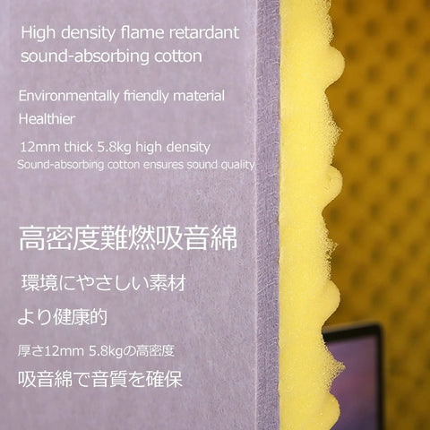 Close-up of high-density sound-absorbing cotton in Desktop Soundproof Vocal Booth Portable Acoustic Foam Cube Shield for audio quality.