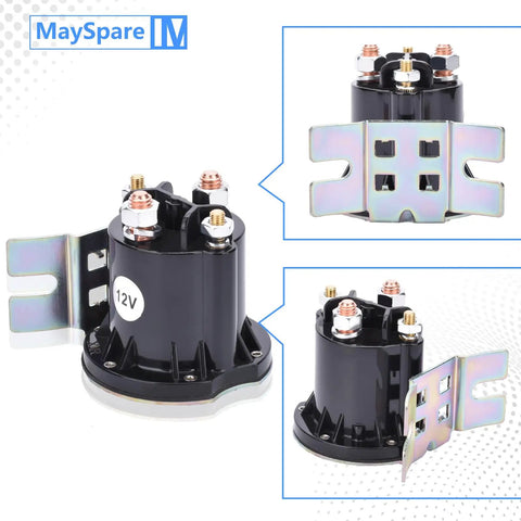 High Output 12V Solenoid Relay Switch Four Terminal DC Contactor With Trombetta Power Seal, black casing, heavy-duty, 150A intermittent rating.