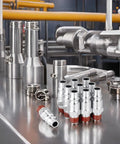 Front view: SANFU 3/8 high-flow air hose fittings set, steel, pre-coated, M-type plug, 1/4 in male threads, 10 pcs