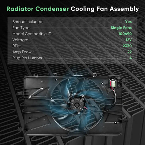 Straight Shot Engine Cooling Fan Assembly Compatible With Buick Verano 2.4L And Chevy Cruze 1.4L 1.8L with single fan design.