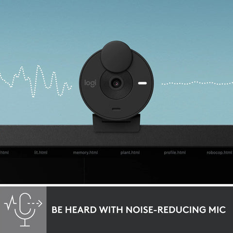 Crisp 1080P Full HD Webcam Featuring Auto Light Correction, black design with noise-reducing mic for streaming and video calls.