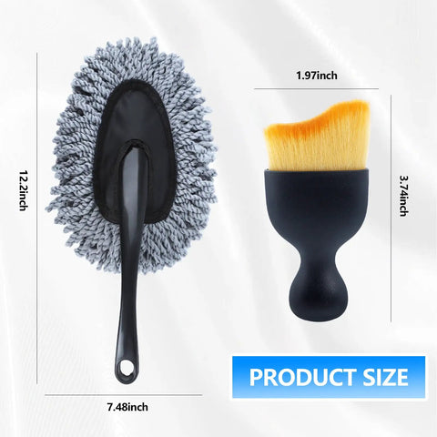 Product size of Six Pack Car Detailing Kit with Scratch Free Interior Duster and Soft Bristle Brush