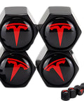 Tesla Model 3 S X Y Tire Valve Stem Caps Matte Black Aluminum With Rubber O Rings Leakproof Valve Covers Easy Install 4 Pack