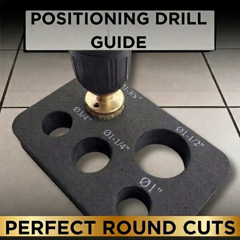 Diamond Hole Saw Set For Tile Glass Porcelain Granite 5 Piece Kit with positioning drill guide for precise hole cutting