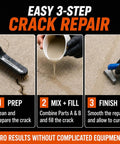 Easy 3-step guide for using the Fast Cure Urethane Concrete Crack Repair Kit For Driveways Garages And Patios Heavy Duty Two Part Mix.