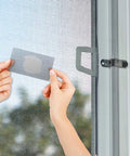 Applying Three Layer Waterproof Adhesive Screen Repair Tape For Fast Hole And Tear Fixes, Fiberglass Repair Kit In Gray on window screen