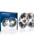 Brake Kit For 2014 2015 2016 Mazda 3 Sport With 11.02 Inch Front Rotors And 10.43 Inch Rear Rotors And Ceramic Brake Pads Replacement For Japan Built 2.0L Models shown in packaging with rotors displayed