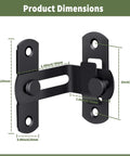 Heavy Duty 90 Degree Barn Door Flip Lock For Privacy And Security On Sliding Barn Doors Wood Fences And Gates, Rust Resistant Carbon Steel Latch, Indoor Outdoor Gate Hardware With Smooth Operation And Easy Installation, showing dimensions and structure