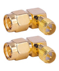 2 Pack SMA 90 Degree Right Angle Adapter Male SMA To RPSMA Female Coax Connector Gold Plated 50 Ohm RF Elbow