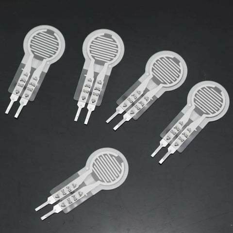 Two Pack Thin Film Pressure Sensor With Pressure Switch 0.74x0.31In Force Sensitive Resistor For Robots And Medical Gear Flexible Sensor Ideal For Prototyping Robotics Projects And Medical Devices, 5-pack shown