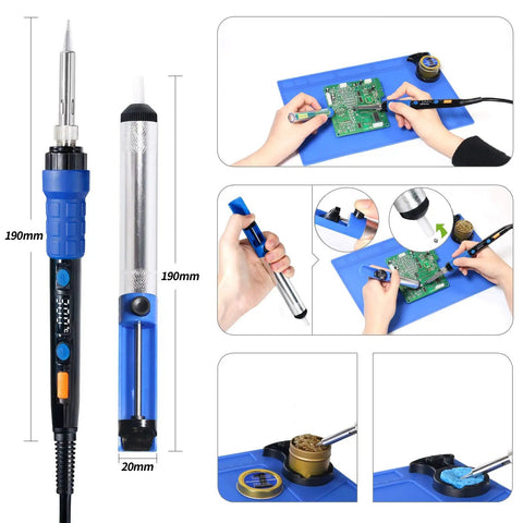 All In One Portable Soldering And Hot Air Rework Kit With PID Temperature Control 65W Soldering Iron in use