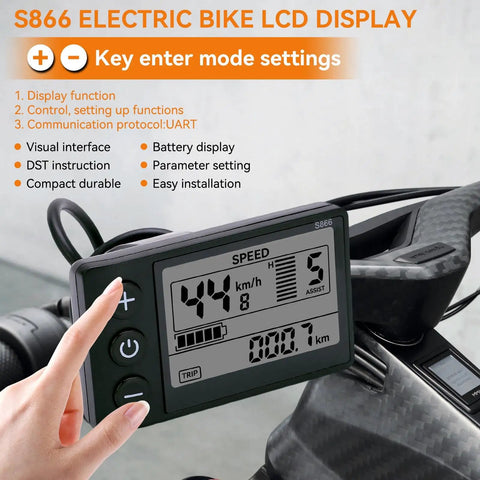 Ultimate Electric Bike LCD Display Meter For 24V 36V 48V Ebikes And Scooters, Waterproof Control Panel With Plug Conversion Kit For 22.2mm Handlebar, Easy Install, Real Time Speed, Battery Level And Diagnostics