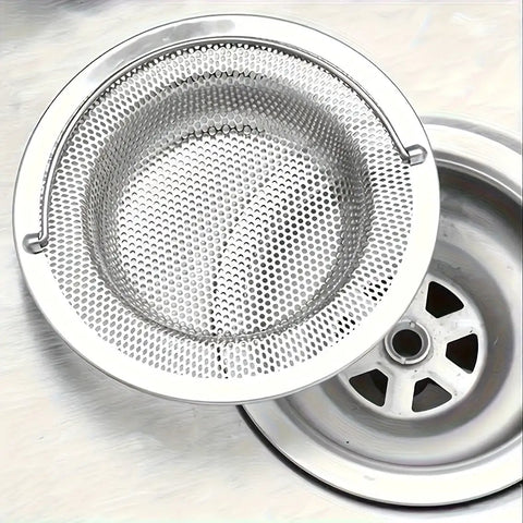 Premium Stainless Steel Drain Plug With Grip Handle Banishes Hair And Stops Pesky Clogs Cold To Keep Showers Plus Sinks Totally Clear So You Can Live Carefree Without The Gunk, close-up of filter mesh.