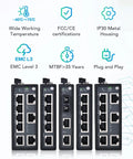 Workhorse 3 Port Unmanaged Industrial Ethernet Switch With Dual SC Fiber 100Base FX And 2 Fast Ethernet Ports, temperature specs shown