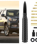 Carbon Fiber Bullet Antenna Topper With 9 Screws For Cars Trucks And SUVs, Exterior Accessory Boosting Style And Signal, and SUV