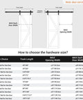 Diagram showing size options for Heavy Duty Barn Door Hardware Kit with 4 Foot Sliding Track for 24 Inch Wide Door Panels.