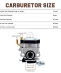 FG100 GX31 Carburetor Drop In Replacement For Honda FG100 Tiller GX22 GX31 Engine With Primer Bulb And Fuel Filter Kit dimensions