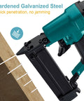 Built Tough 18 Gauge Brad Nails And Fasteners In Five Go To Sizes Packing 1500 Dead Reliable Spikes in a brad nailer driving nails into wood.