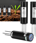 Digital NPK Meter Soil Tester With Simple Readout For Nitrogen Phosphorus And Potassium In Soil A Pro Grade Gardening Tool For Garden Lawn Farm Indoor And Outdoor Use 1 Pack showing sensors with plant sprout.