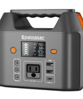 Portable Power Bank With 150W AC Outlet For Camping And Travel, 155Wh 42000mAh lithium battery, front view with ports
