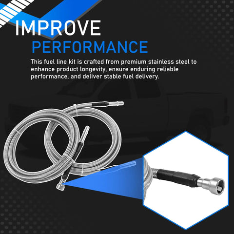 Rugged Stainless Steel Fuel Line Kit With Flexible Braided Lines For 2004-2010 Chevy Silverado 1500 Classic 2500 3500 HD