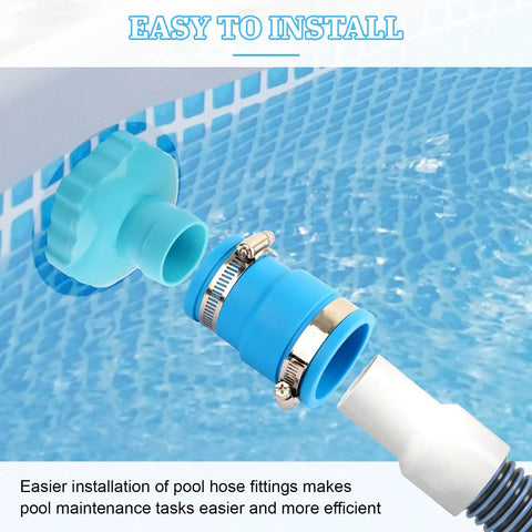 Pool Vacuum Hose Adapter Kit For 1.5 Inch Hoses With Plug And Play 1.25x1.5 Inch Rubber Connector And Stainless Steel Clamp Easy