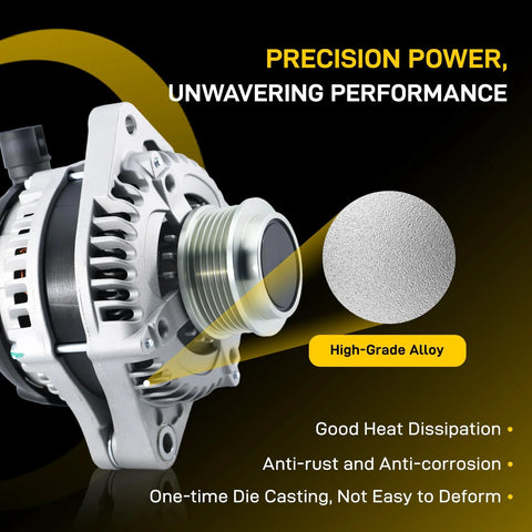 Drop-In 12V 130Amp Alternator Replacement With 6-Groove Pulley For Honda Pilot 2012-2015, side view