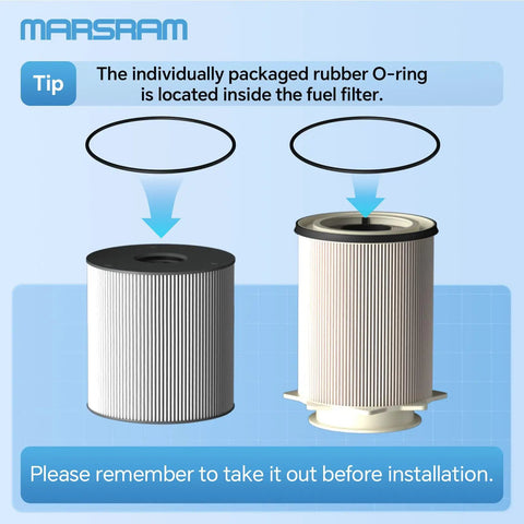 Diagram showing 6.7L Cummins Fuel Filter Water Separator Kit For Ram 2500 3500 4500 5500 Diesel Trucks 2019 2020 2021 2022 2023 2024