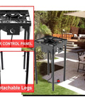 Go To Portable Propane Stove For Outdoor And Indoor Use With Single And Double Burners, Premium Gas Hose, Detachable Legs, set up in a patio