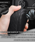 Leather Gear Shift Knob Cover With Upgraded Anti Slip Grip being installed in a car showing high quality leather and breathability features.