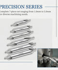 Top Shelf 7 Piece Center Drill Bit Set Crafted From Heavy Duty M2 High Speed Steel With A Sharp 60 Degree Countersink Design Ideal For Lathe Work And Shop Metalworking Tasks Featuring A Dead Reliable Range Of Exact Hole Sizes Included.