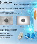 Fiber optic cleaner pen set, 5 pcs for LC/MU 1.25mm connectors; before/after cleaning with beige and blue adapters.
