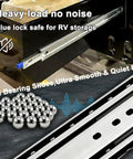 Tough As Nails Heavy Duty Drawer Slides With Lock For Pickup Trucks Side Mount 3 Fold Design 485 Lb Load Rating Built For Tool Boxes Truck Bed Storage RV Compartments And Industrial Cabinets, side view with blue lock