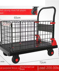 Heavy Duty Platform Cart With Folding Cage Two In One Use Convertible Hand Truck To Platform Trolley And Push Cart Dolly For Moving Bulky Loads, 72x48x89 cm
