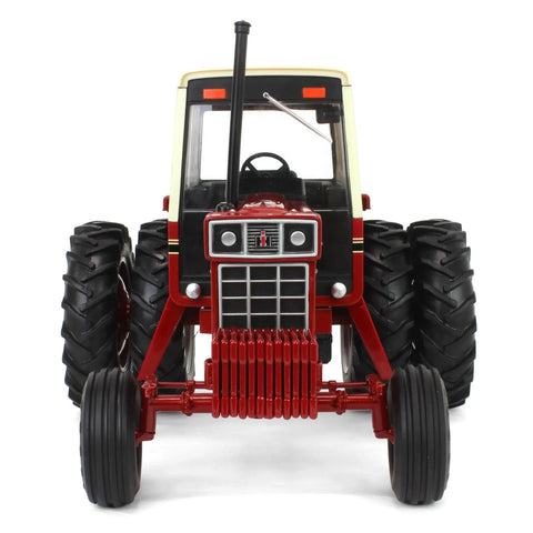 Front view of One Sixteenth Scale International Harvester 1086 Tri Stripe Tractor Prestige Collection 44356 Diecast Model with dual rear wheels