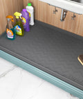 Under Sink Mat 34 By 22 Inches No Fuss Extra Thick 3mm Silicone Leakproof Kitchen Cabinet Protector And Liner in use