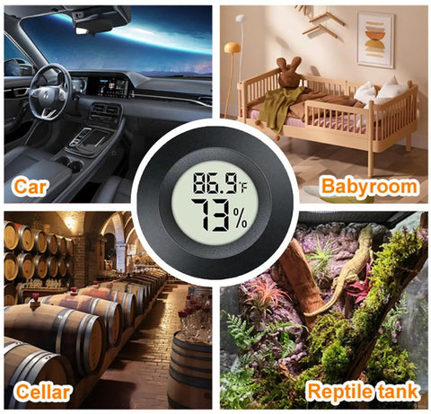 2-Pack Digital Hygrometer Thermometer Humidity Monitor For Indoor Outdoor Use, Reptile Terrarium Greenhouse Humidors Jars With Fahrenheit And Celsius Readout for car, babyroom, cellar, reptile tank