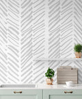 Gray Striped Peel And Stick Wallpaper Roll 17.7 Inches Wide By 394 Inches Long, Self Adhesive Vinyl Wall Covering in kitchen decor.