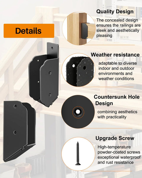 Sturdy 201 Stainless Steel All Weather Deck Railing Brackets Set For 30 Degree Stair Connectors Wood Post To Handrail Fence Railing And Barn Beam Use 2 Pair Actual 1.5 By 3.5 Inches Built Tough