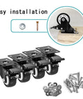 Heavy Duty 2 Inch Swivel Caster Wheels With Dual Lock Brakes, showing easy installation with screws and washers for furniture use.