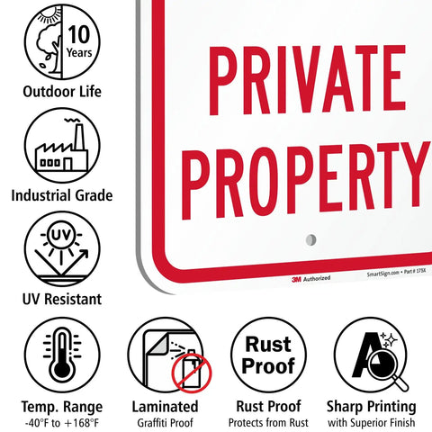 Tough As Nails No Parking Private Property Sign 12 X 18 Inch Heavy Duty Aluminum Sheet with outdoor durability features