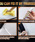 Pearl White Car Touch Up Paint Pen Two In One Scratch Repair For Deep Damages And Chips showing application steps on a car surface