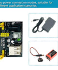 All In One Upgraded Electronics Component Kit With Power Supply 9V 1A Breadboard 830 Point showing DC power module and 9V battery setup