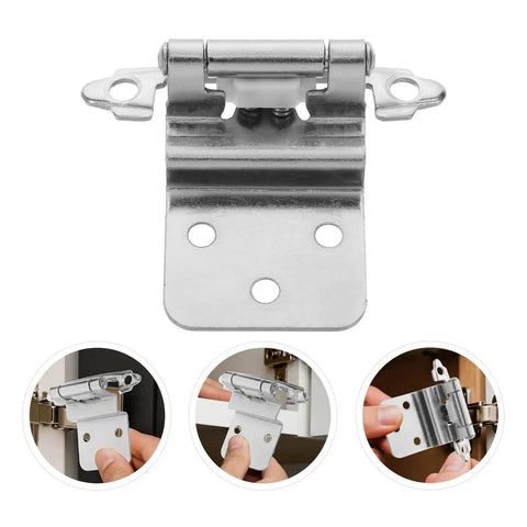 Flush Mount Concealed Cabinet Hinge With Soft Close Damper, metal hinge detail and installation views for cabinets