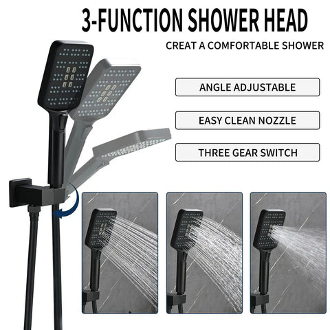 Matte Black Tub Faucet Set With Handheld Sprayer And Wall Mount Tub Filler Rough In Valve Trim Kit Half Inch NPT Easy Install
