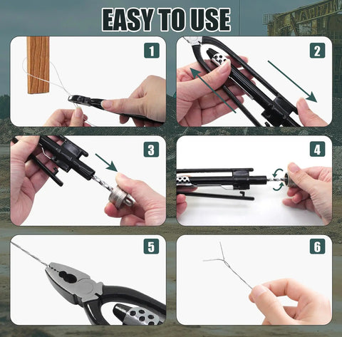 Visual tutorial of Two Piece Safety Wire Pliers Set With 9 Inch And 6 Inch Chrome Vanadium Steel Twisting Tools for aircraft and vehicles.