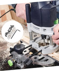 12 Piece Router Bit Bearing Set With Top Mounted Ball Bearings Guide Screws And Wrench for woodworking router in use