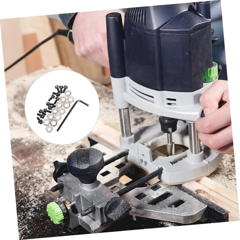 12 Piece Router Bit Bearing Set With Top Mounted Ball Bearings Guide Screws And Wrench for woodworking router in use